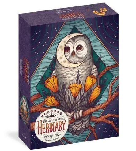 Puzzle Cover with an Owl perched near some flowers