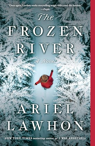 Book cover showing a person wearing a red coat walking along a frozen path surrounded by trees covered in snow.