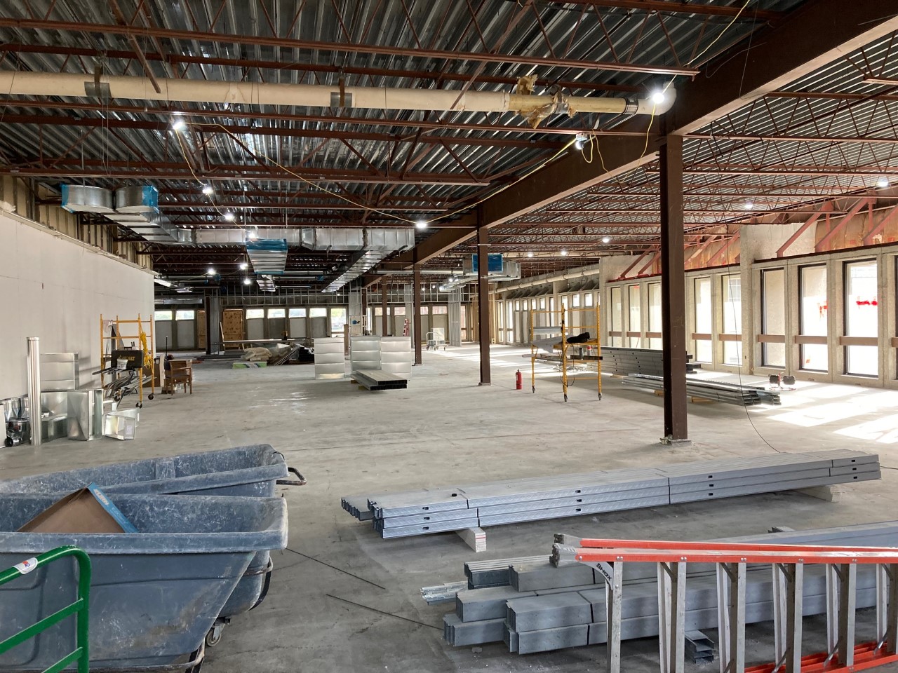 Interior view of construction in the Adult services area