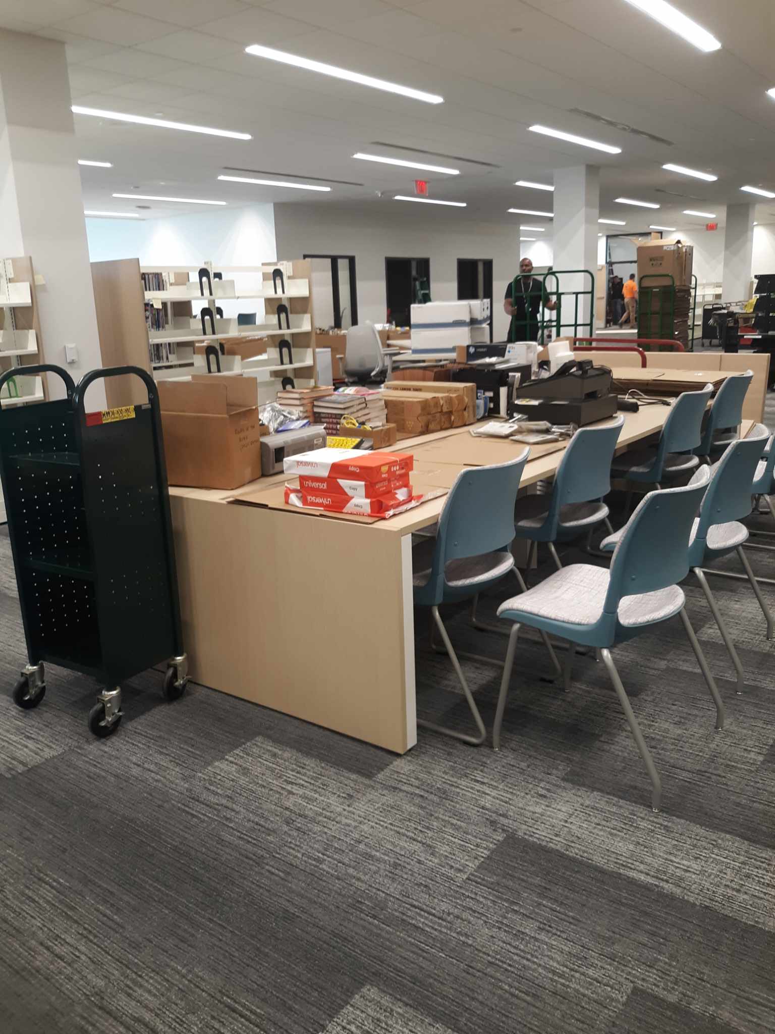 New Adult Services Computer Area being set up on the west side of the building.