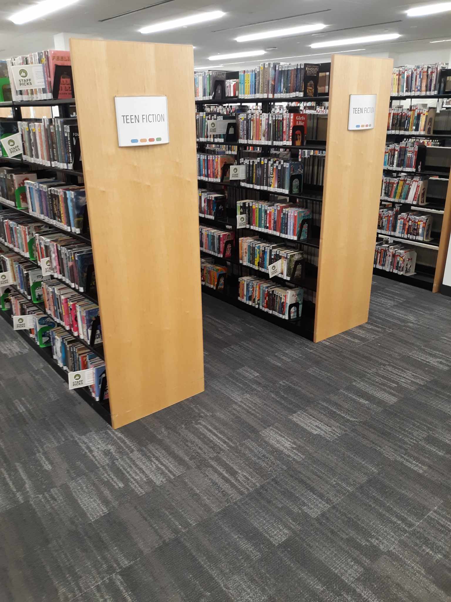 Teen shelved in the new area on the 2nd floor.