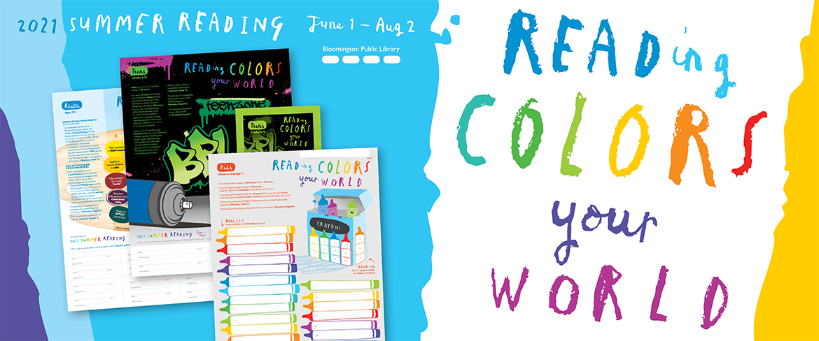 Summer Reading graphic banner Summer Reading graphic banner: Reading Colors Your World. June 1-Aug 2