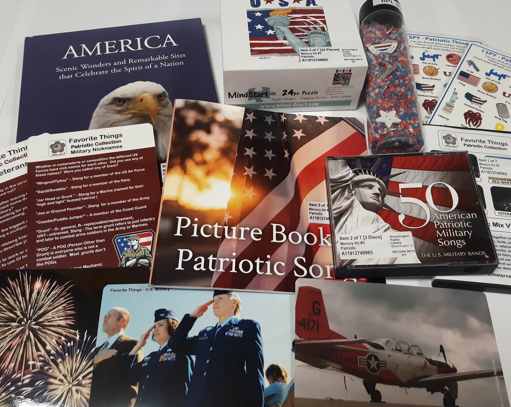 patriotic themed items for memory care kit