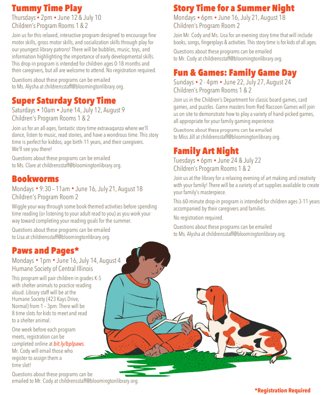 2025 Summer program listings for children, second page