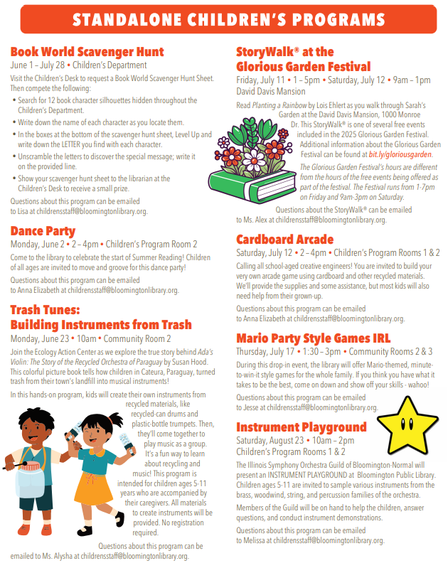 2025 Summer program listings for children, third page