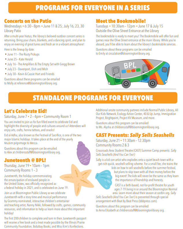 2025 Summer program listings for everyone, first page