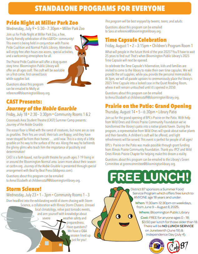 2025 Summer program listings for everyone, second page