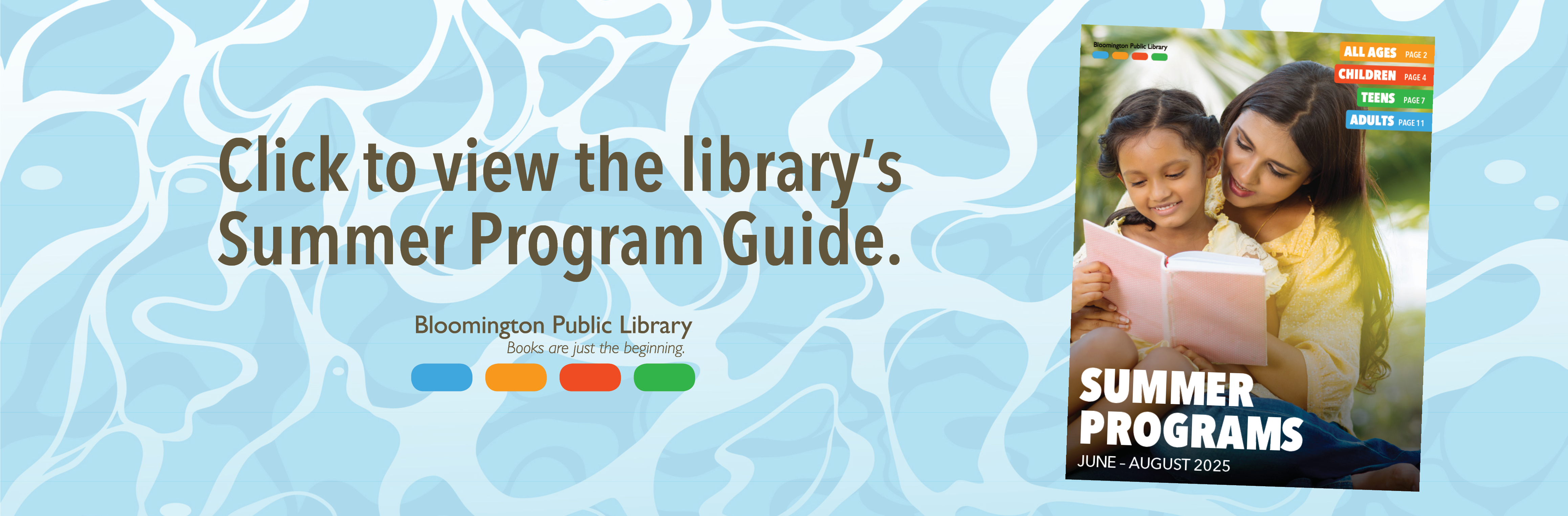 Program Guide for Summer events and Bloomington Library.