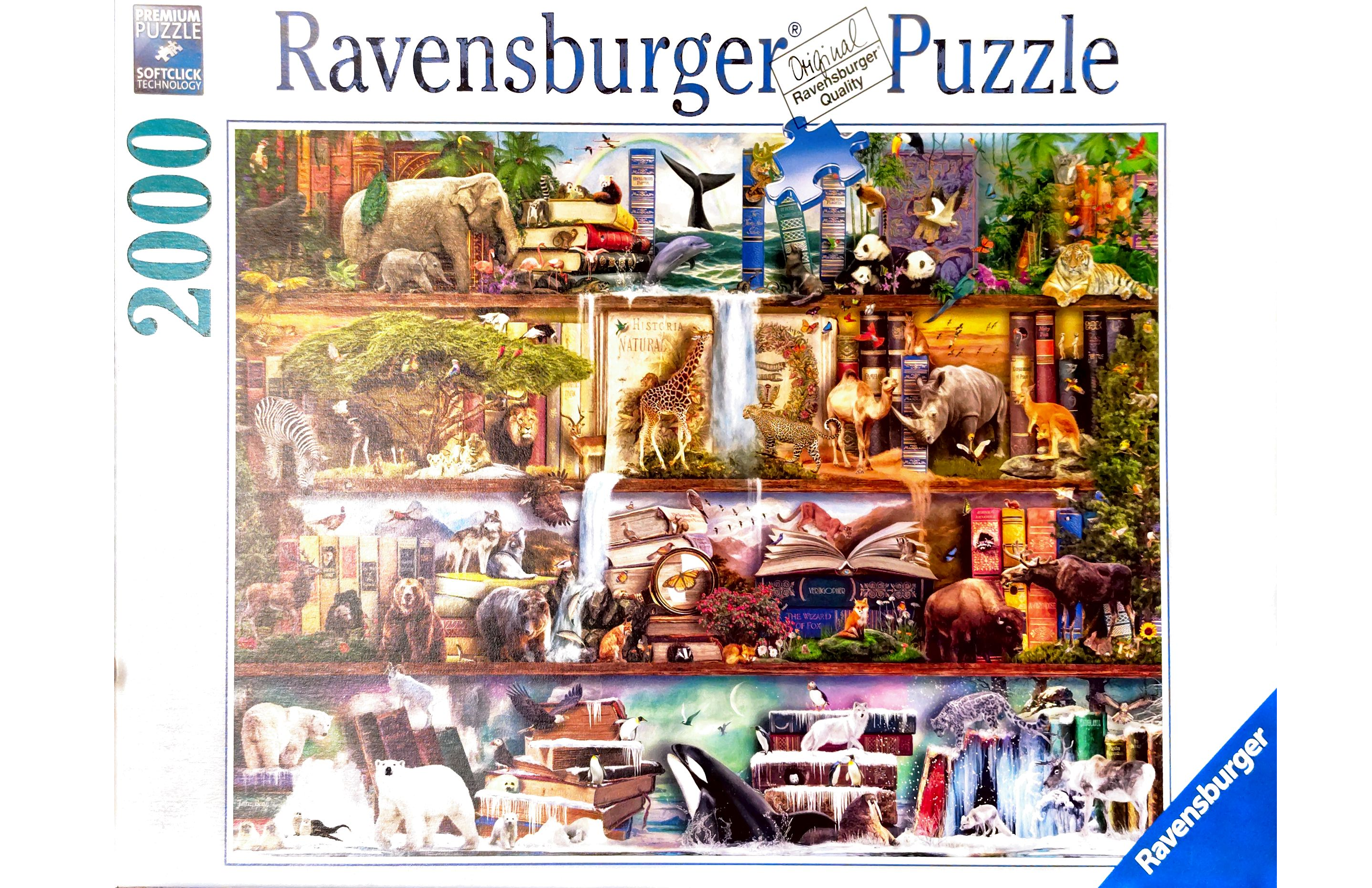 Puzzle cover showing different layers with groups of animals that thrive in different environments.