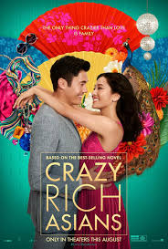 Movie cover of Crazy Rich Asians. Man and a woman hugging. 
