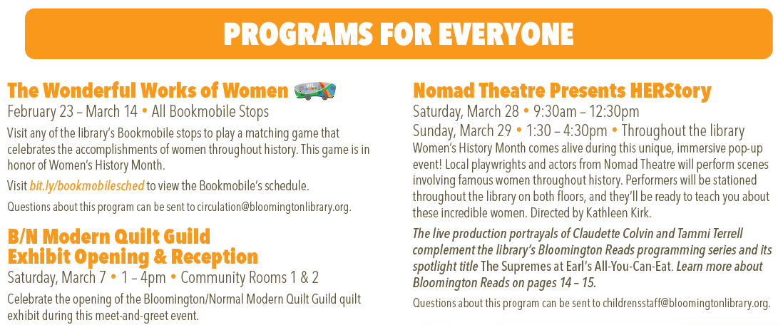 Spring Program Guide list of activities for everyone. A PDF with selectable, searchable, and copyable text is also available.