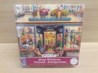 Image of a puzzle cover showing a store front with a dog sitting at the door.