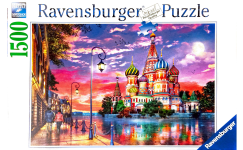 puzzle cover showing an artistic drawing of Saint Basil's Cathedral in Moscow.
