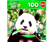 Puzzle cover showing a panda bear eating a leaf.