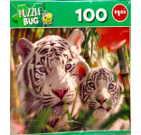 Puzzle cover showing a White Bengal tiger mom with her cub.