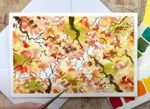 Autumn Leaves Watercolor Card - photo courtesy of de Winton Paper Co. 
