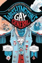 Cover of the book Washington's Gay General by Josh Trujilo. Drawing of George Washington wearing a hat with his head bent. 